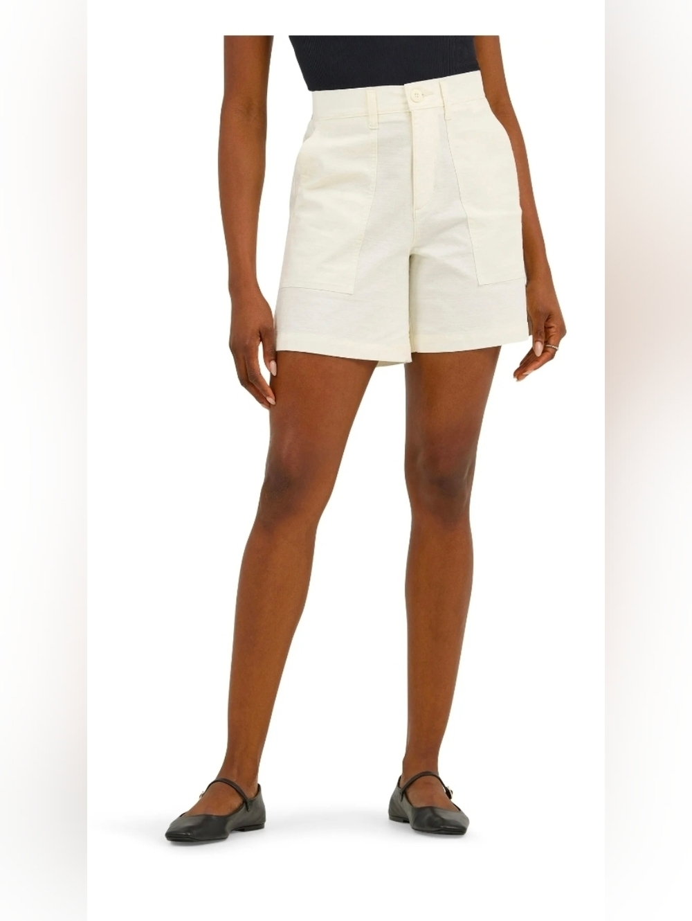 Lee Comfort Waistband NEW Ecru Tailored Shorts Size 14 High Rise 6” Inseam